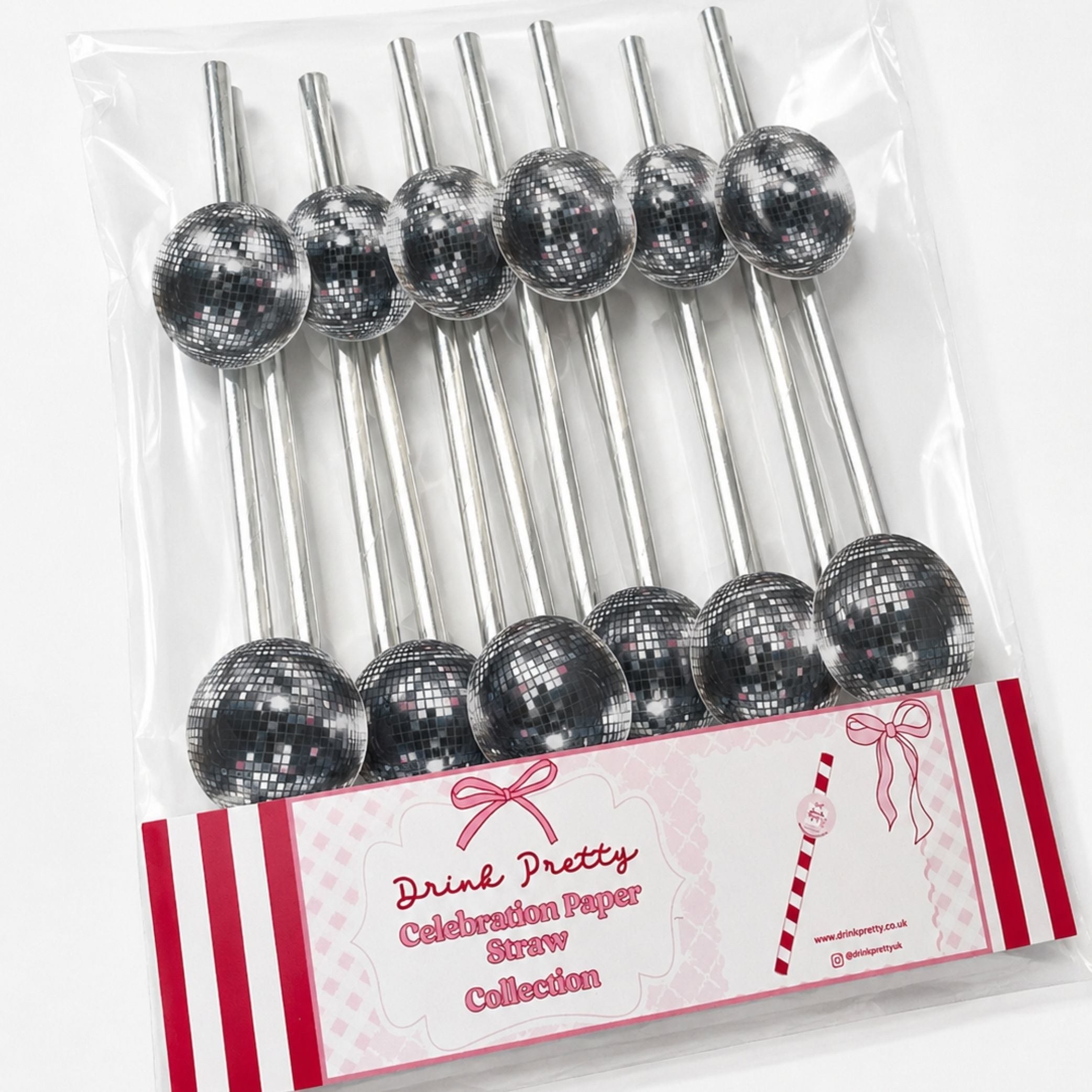 Disco Ball Party Paper Straw Toppers Pack of 12