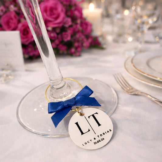 Personalised wine charms for weddings