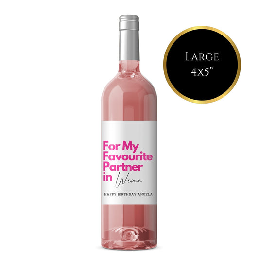For partner in wine large wine label 4x5 peronalised