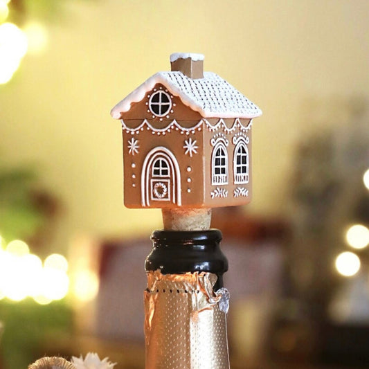 Gingerbread House Cork Bottle Stopper