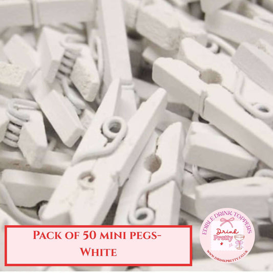 Mini Wooden Pegs - White