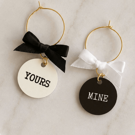 Yours & Mine Drink Glass Wine Charms-Duo