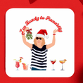 Load image into Gallery viewer, Fun party drink coasters featuring a festive woman in a Santa hat ready to party with cocktails for Christmas.
