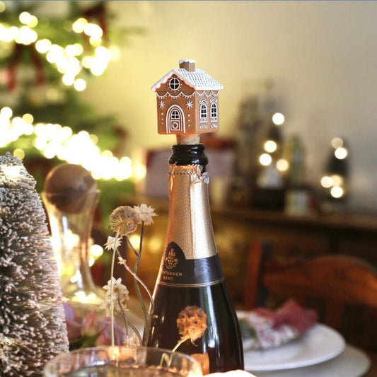 Gingerbread House Cork Bottle Stopper