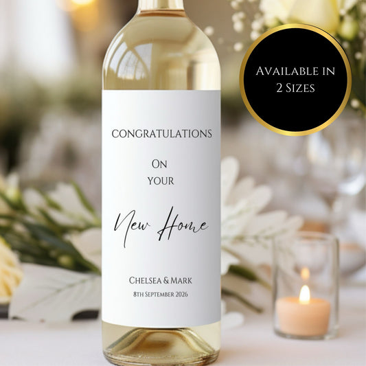 Minimalist New/First Home Personalised Wine Label 750ml