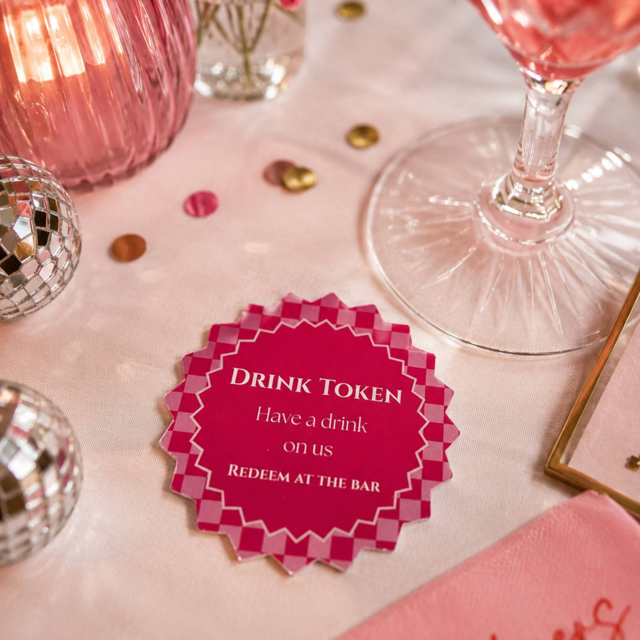 Vibrant Checker Drink Tokens- Pack of 50