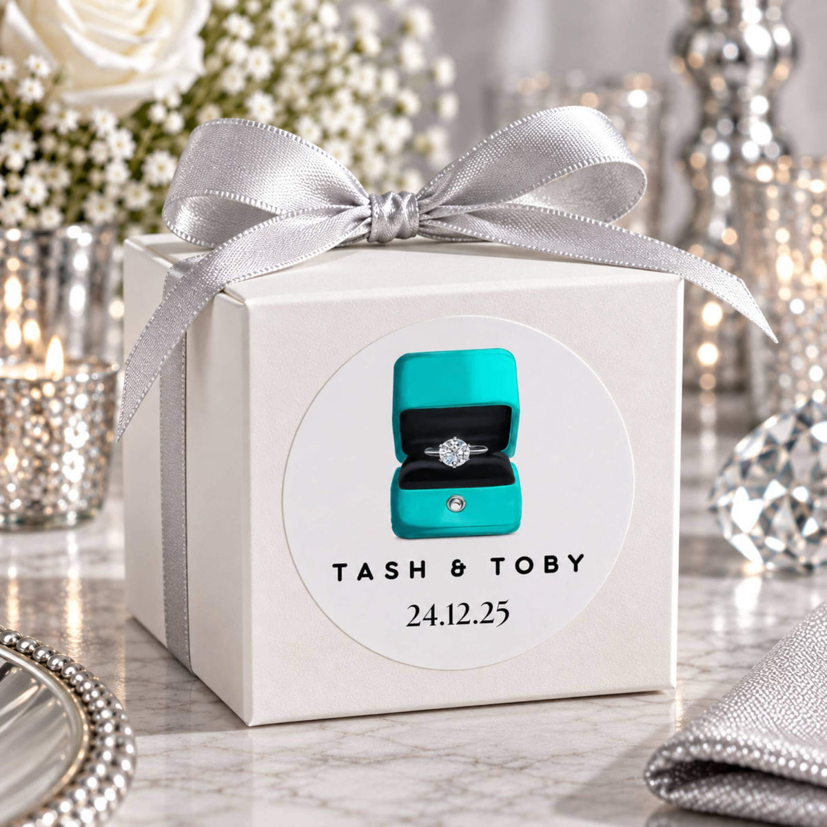 Little Blue Box Party Stickers For Cups & Favours