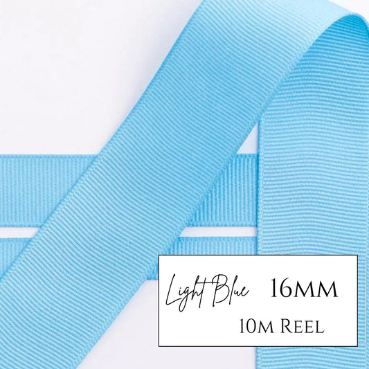 Light Blue Grosgrain Ribbon - 16mm x 10metre Reel