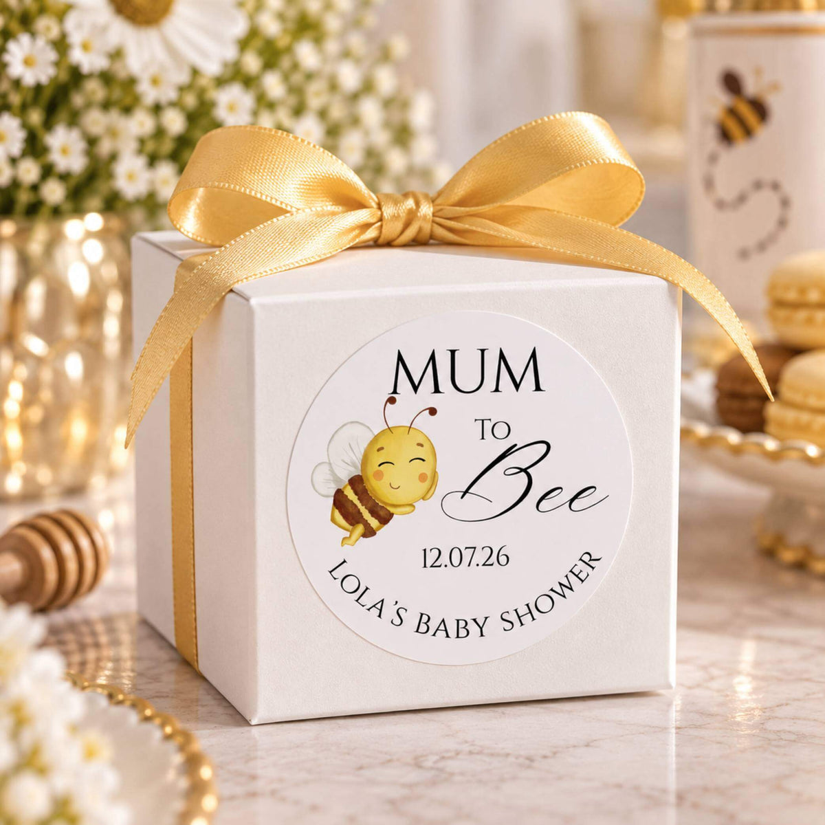 Mum To Bee Baby Shower Cup & Favour Stickers