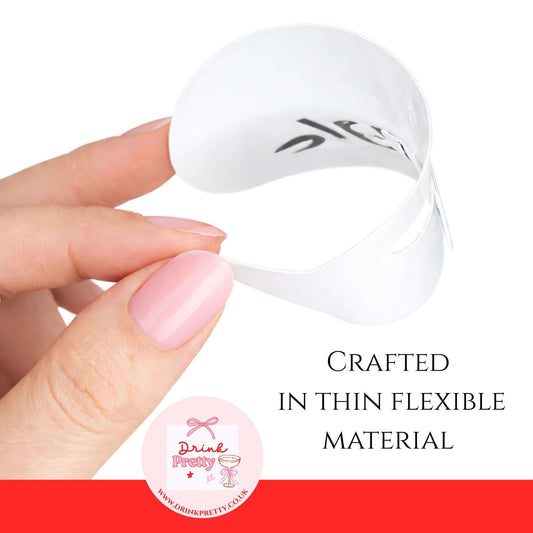 Reusable stencils Cocktail & Coffee Shamrock being held, crafted in thin flexible material for easy use.