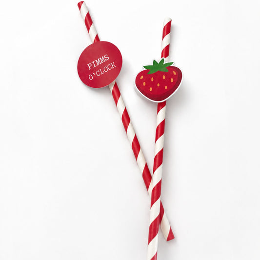 Summer Pimm’s & Strawberries Paper Straw Toppers Pack of 12