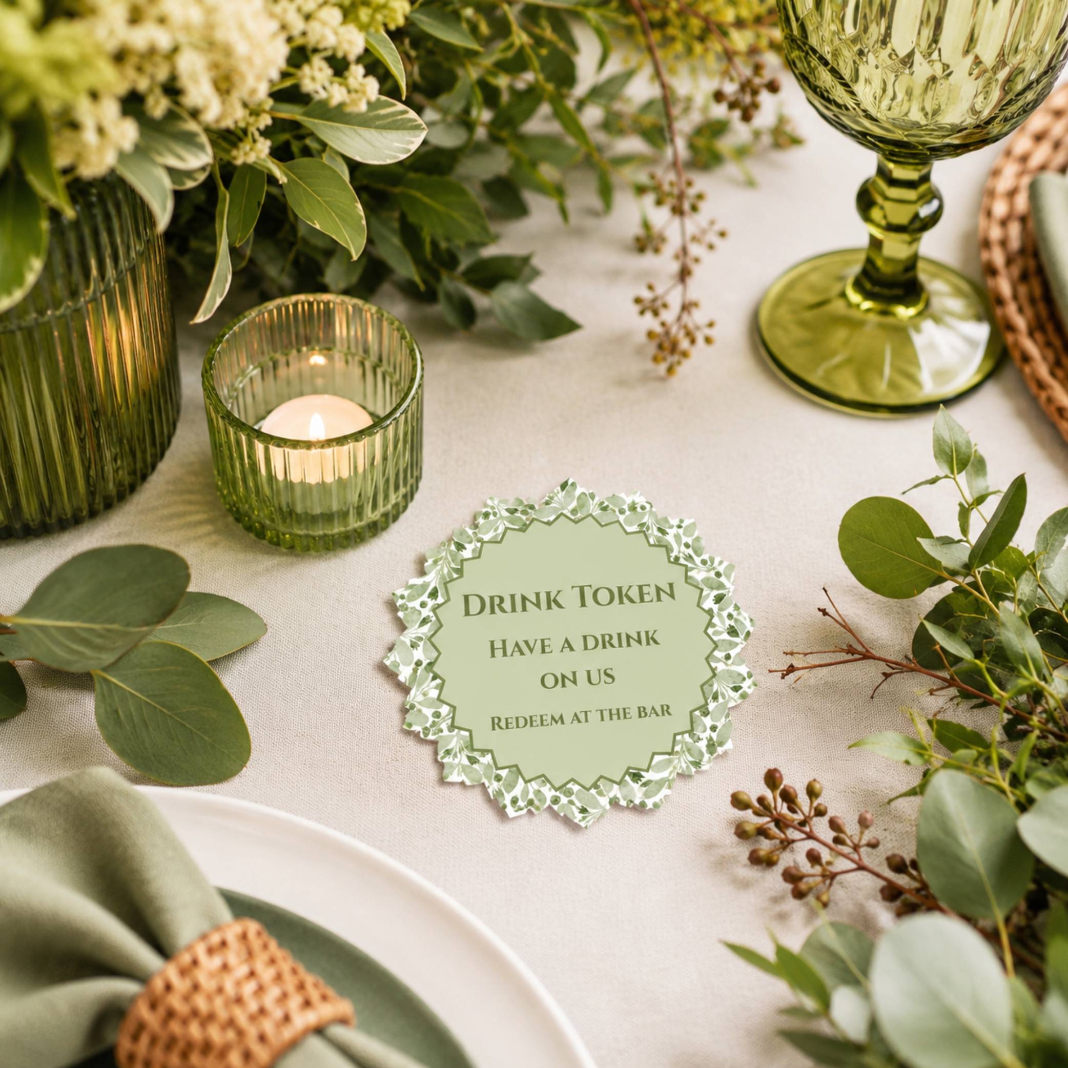 Green Autumn Drink Tokens- Pack of 50