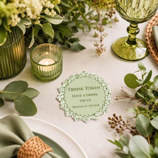 Green Autumn Drink Tokens- Pack of 50