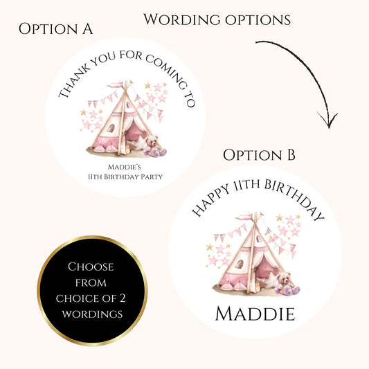Starlight Sleepover  2” & 3” Round Party Stickers