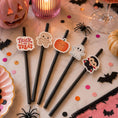Load image into Gallery viewer, Halloween Paper Straw Toppers displaying spooky designs like pumpkins and ghosts, perfect for Halloween parties.
