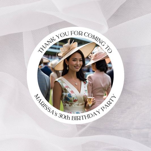 Upload your own photo’  2” & 3” Round Gloss Party Stickers