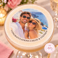 Load image into Gallery viewer, Personalised wedding photo cocktail toppers with custom photo for engagement celebration.
