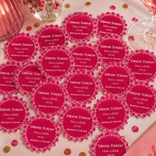 Vibrant Checker Drink Tokens Pack of 50