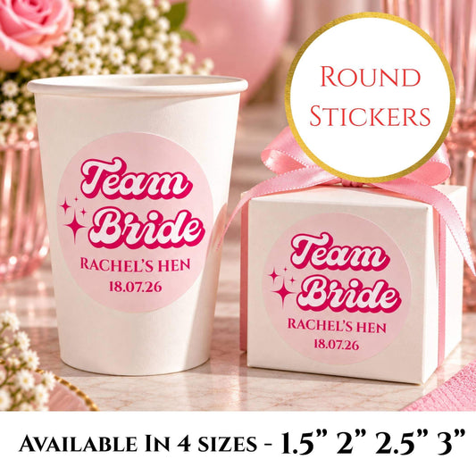 Team Bride Party Stickers For Cups & Favours