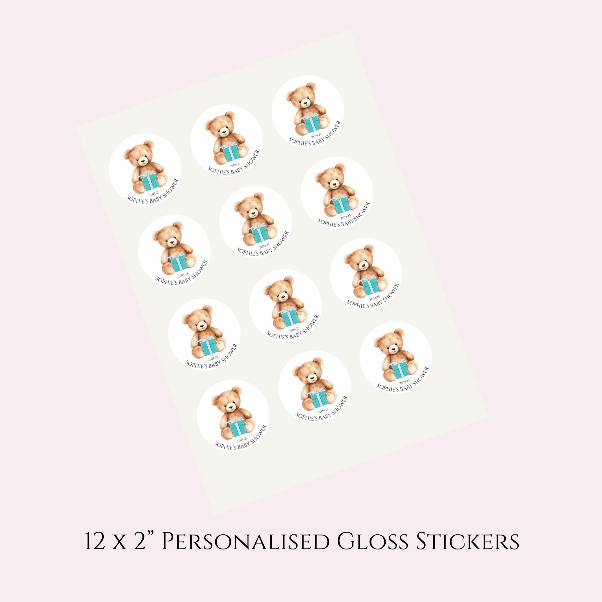 Teddy Bear’ Round Gloss Party Stickers