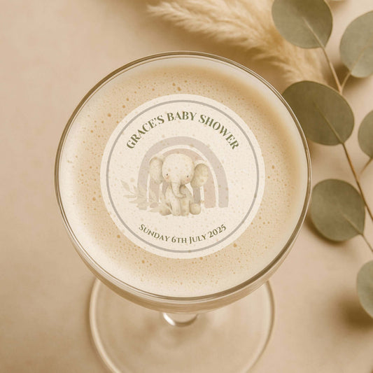 Elephant’ Neutral Baby Shower- Edible Cocktail Drink Toppers