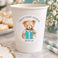 Load image into Gallery viewer, Tiffany Blue Teddy Bear Baby Shower Cup & Favour Stickers
