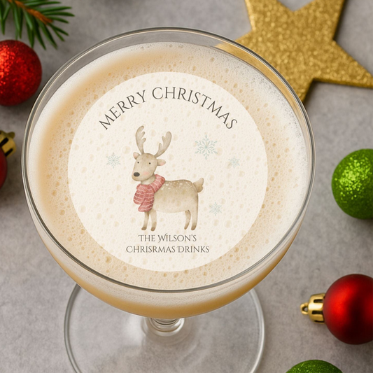 Reindeer Christmas Edible Drink Toppers