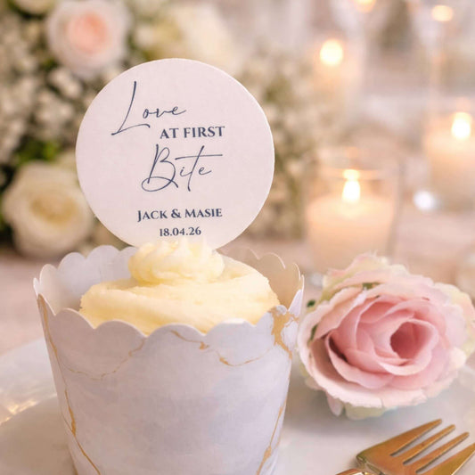 Love at first bite edible wafers for cupcakes