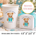 Load image into Gallery viewer, Tiffany Blue Teddy Bear Baby Shower Cup & Favour Stickers
