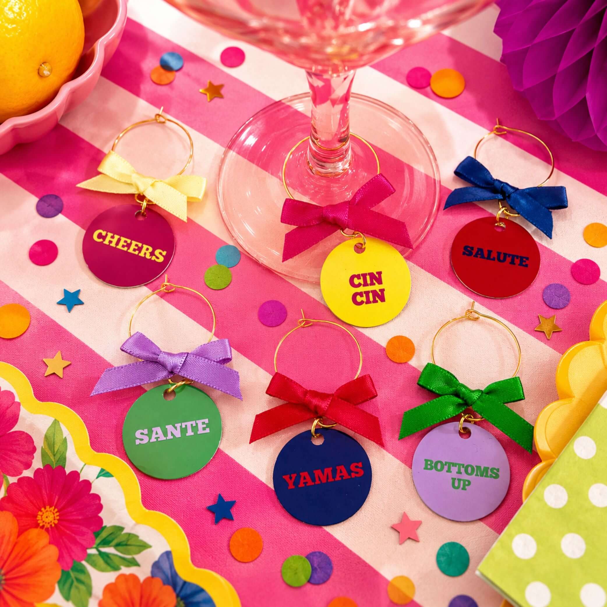 Lets Toast Wine Glass Charm Set Of 6