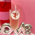 Load image into Gallery viewer, Valentine's drink toppers featuring a cute Cupid design on a champagne flute for stylish Valentine's cocktails.
