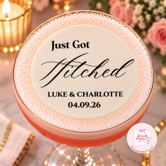 Just Got Hitched Wedding Edible Drink Toppers UK