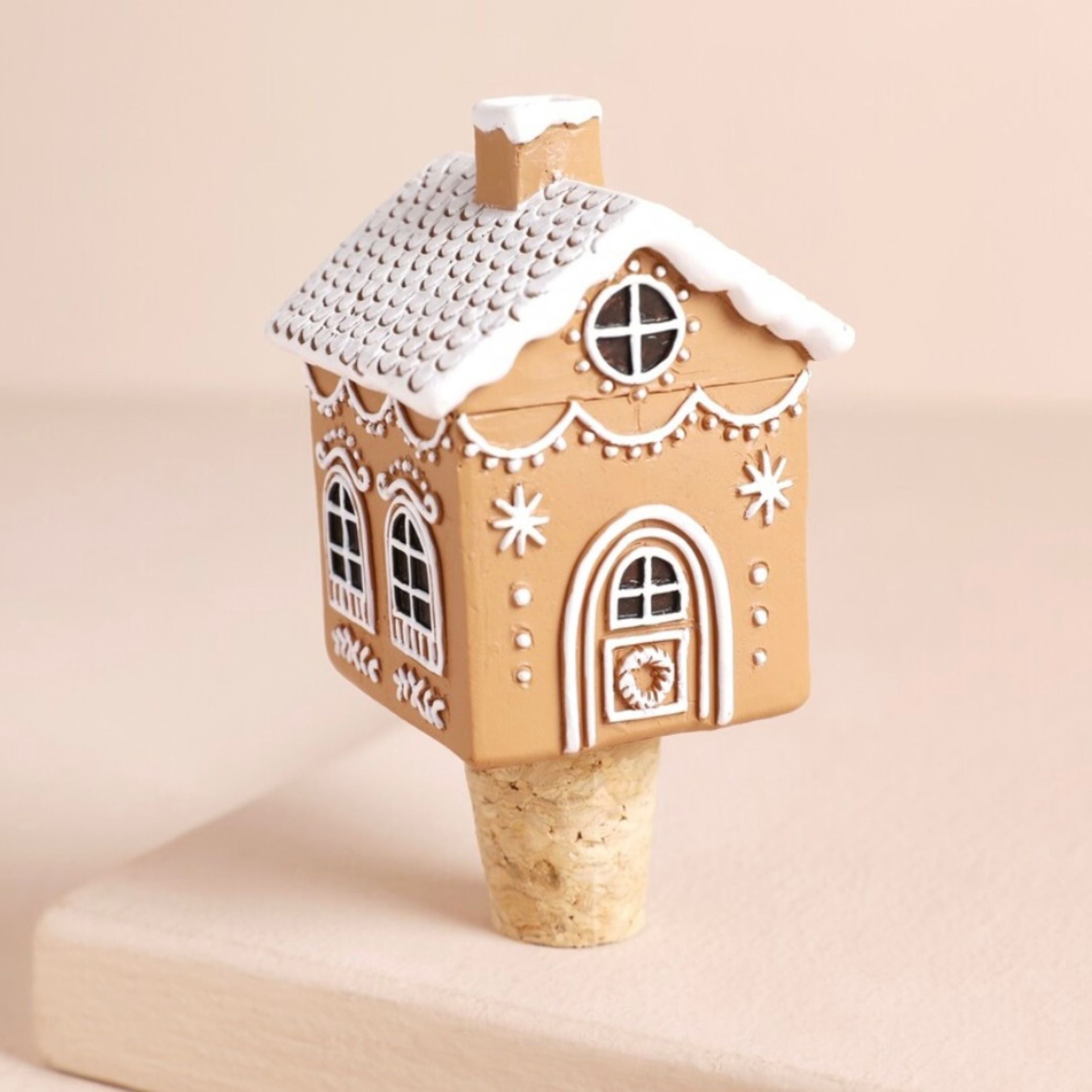 Gingerbread House Cork Bottle Stopper