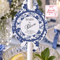 Load image into Gallery viewer, Baby in Bloom blue floral straw topper for drinks at a baby shower celebration.
