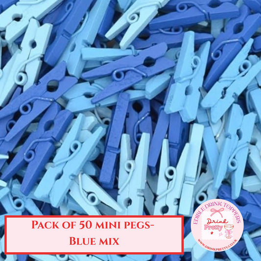Mini Wooden Pegs - Blue Mix