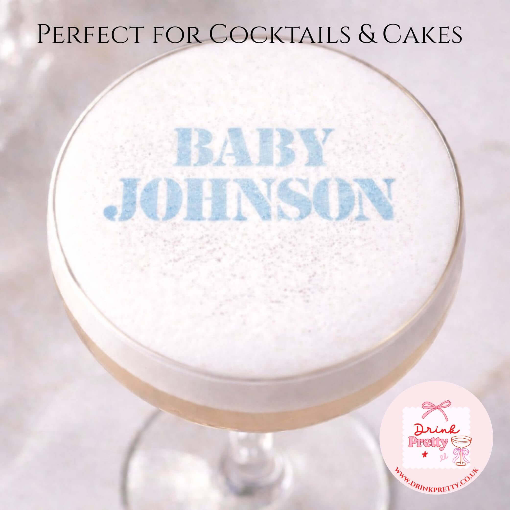 Reusable  Custom Stencil Cocktail & Coffee- Personalised Baby Name