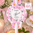 Load image into Gallery viewer, Baby In Bloom pink floral straw topper for drinks at a baby shower celebration.
