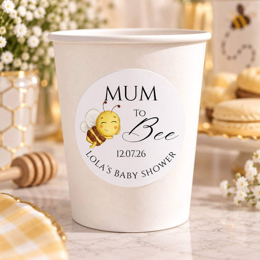 Mum To Bee Baby Shower Cup & Favour Stickers