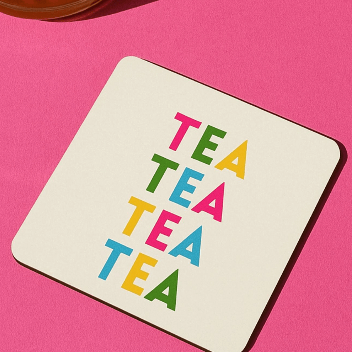 Text Tea Coaster Tea Themed Drink Coaster - Fun & Colorful Decor – Drink Pretty