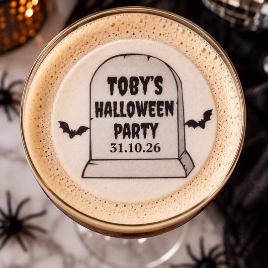 Personalised Gravestone Halloween Edible Cocktail Toppers