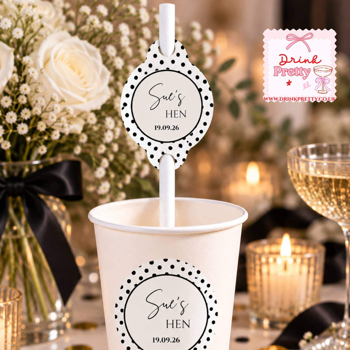 Dotty Hen Paper Straw Toppers Pack of 24