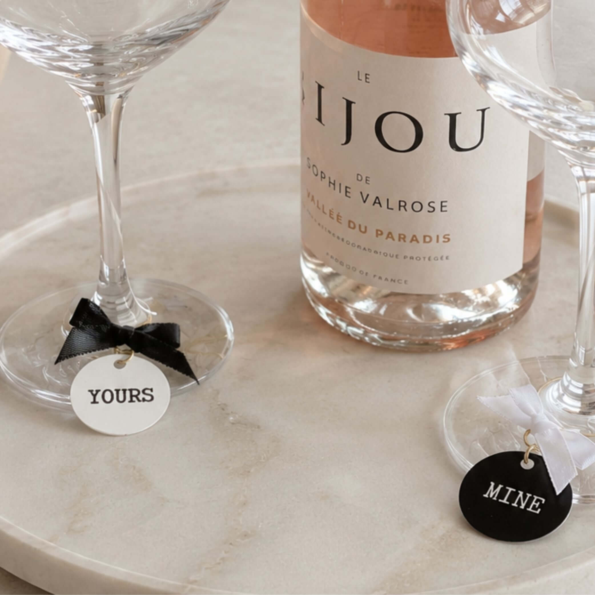 Yours & Mine Drink Glass Wine Charms-Duo