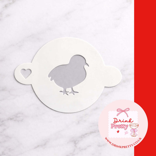 Reusable cocktail coffee stencils featuring a chick design, perfect for decorating drinks for Easter celebrations.