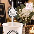 Load image into Gallery viewer, Birthday Year Paper Straw Toppers featured on a paper cup for a 50th birthday celebration.
