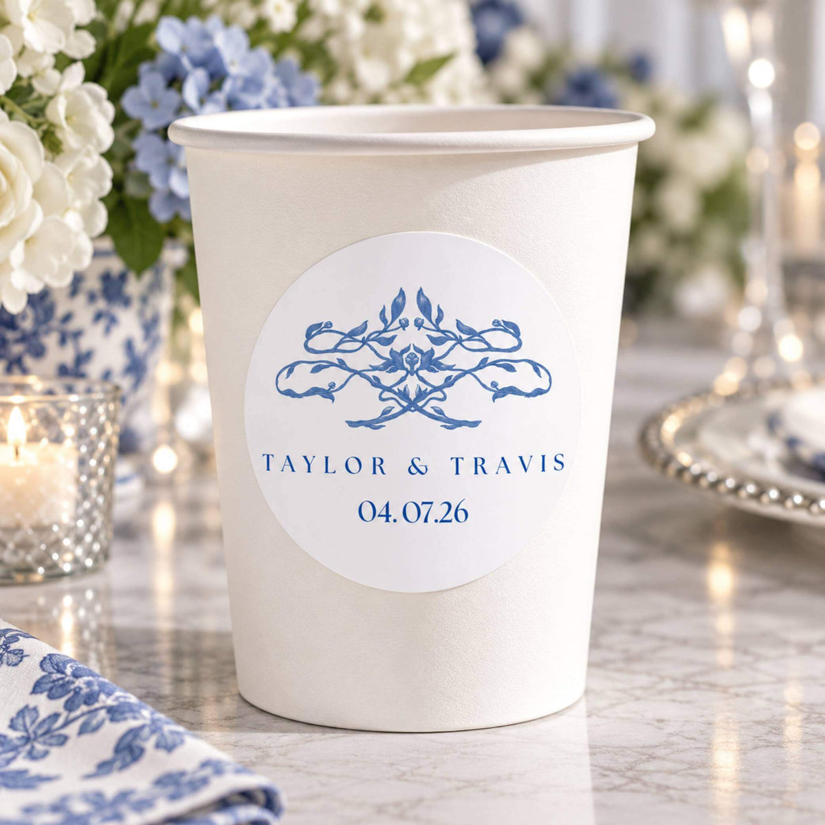 Something Blue Party Stickers For Cups & Favours