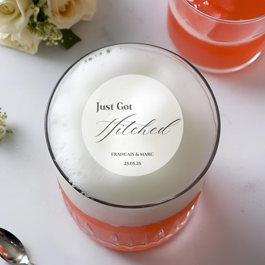 ‘Just Got Hitched’ Wedding Edible Drink Toppers