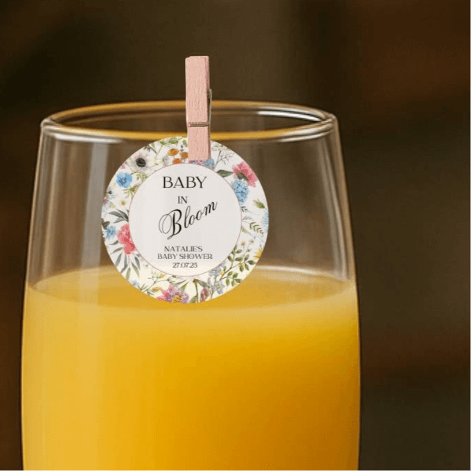 ‘ Baby In Bloom’ Baby Shower- Edible Drink Toppers-Bright Bloom
