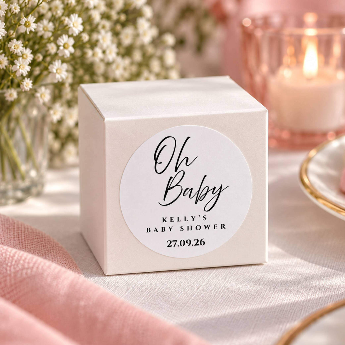 Oh Baby Baby Shower Stickers For Cups & Favours