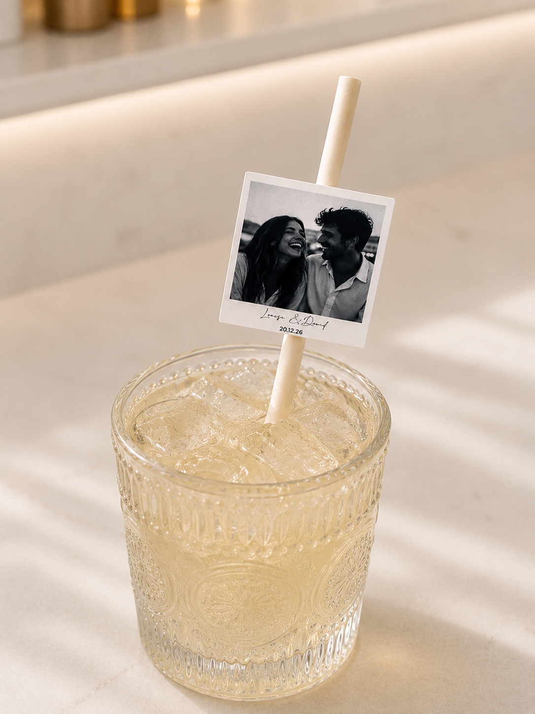 Black & White Polaroid Photo Paper Straw Toppers Pack of 24
