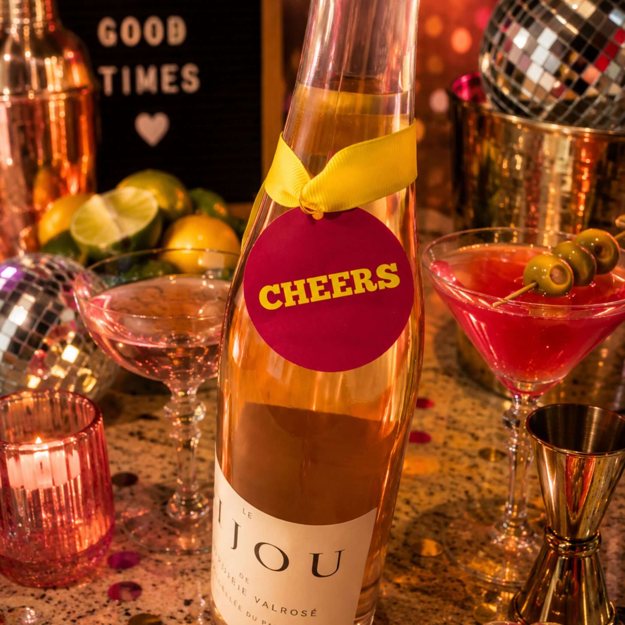 Cheers Bottle Charm Gift Tag